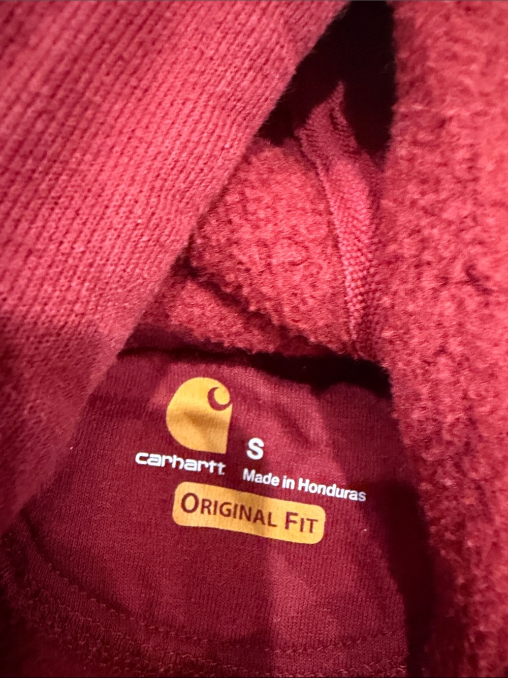 Carhartt Small Men's Burgundy Pullover Hooded Sweatshirt - Picture 4 of 5